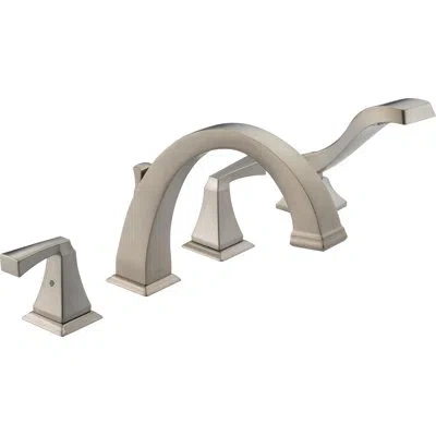 Delta Dryden Double Handle Deck Mounted Roman Tub Faucet In Brilliance Stainless