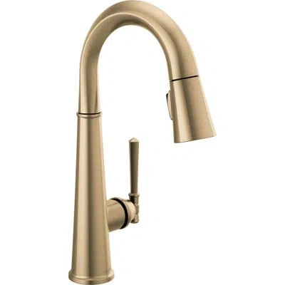 Delta Emmeline Pull Down Touch Clean Button Spray Single Handle Kitchen Faucet With Accessories In Lumicoat Champagne Bronze