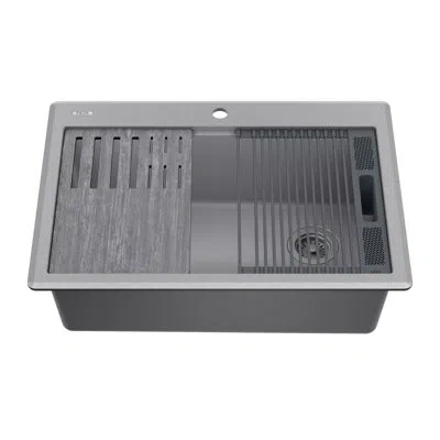 Delta Everest™ 30" L Granite Composite Workstation Kitchen Sink Drop-in Top Mount Single Bowl With Workflo In Gray