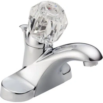 Delta Foundations Centerset Bathroom Faucet With Single Push Tilt Handle In Chrome