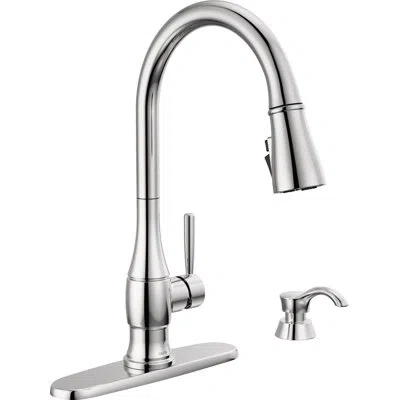 Delta Hazelwood Pull Down Sprayer Kitchen Sink Faucet With Matching Soap Dispenser In Chrome