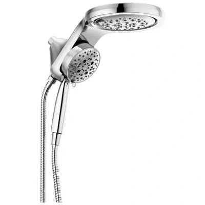 Delta Hydrachoice Hydrorain 5 Spray Dual Shower Head And Handheld Shower With H2okinetic 2.5 Gpm In Chrome
