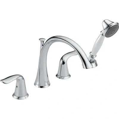 Delta Lahara Double Handle Deck Mounted Roman Tub Faucet Trim In Chrome