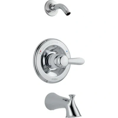 Delta Lahara Pressure Balance Tub And Shower Trim With Metal Lever Handle And Monitor In Chrome