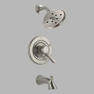 Delta Lahara Tub And Shower Faucet Trim With Lever Handles And Monitor In Brilliance Stainless