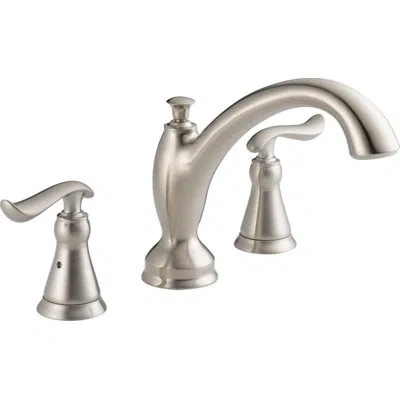 Delta Linden Double Handle Deck Mounted Roman Tub Faucet Trim In Brilliance Stainless