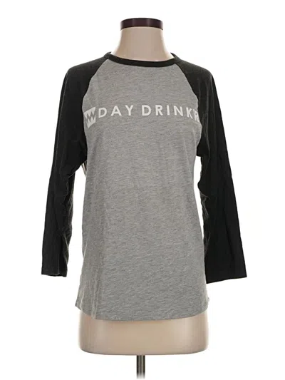 Pre-owned Delta Long Sleeve Top Gray Crew Neck Tops