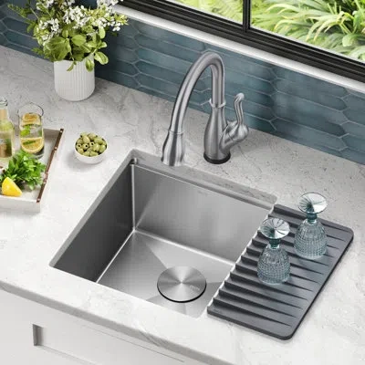 Delta Lorelai™ 17" L Workstation Bar Prep Kitchen Sink Undermount 16 Gauge Stainless Steel Single Bowl In Silver