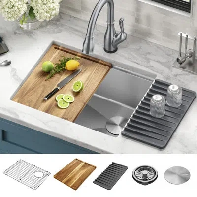 Delta Lorelai™ 23" L Workstation Kitchen Sink Undermount 16 Gauge Stainless Steel Single Bowl With Workflo In Silver