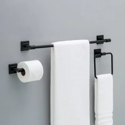 Delta Mclaren 3-piece Bath Hardware Set 18 In. Towel Bar With 6 In. Extender, Toilet Paper Holder, Towel R In Matte Black