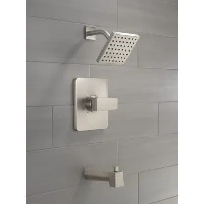 Delta Modern Monitor 14 Series 1-handle Single Function Square Tub & Shower Trim In Stainless