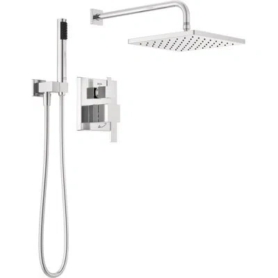 Delta Modern Square Rain Shower System Faucet Set, Rainfall Shower Head And Handle Set In Chrome
