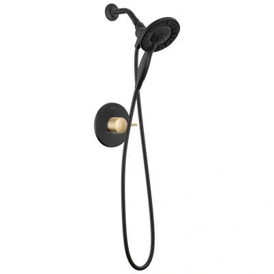 Delta Monitor 14 Series Shower Only Trim Only With In2ition Hand Shower In Matte Black,champagne Bronze