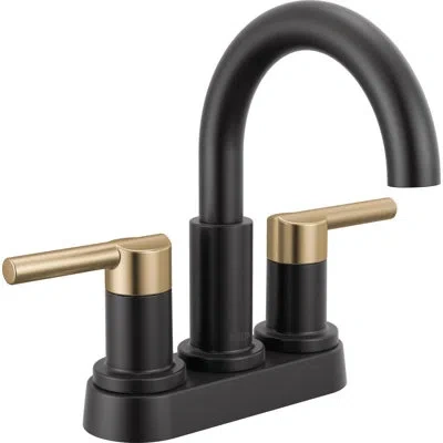 Delta Nicoli Centerset Bathroom Faucet, 2-handle Bathroom Sink Faucet In Gold;matte Black