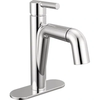 Delta Nicoli Pull-down Single Hole Bathroom Faucet,  Pull Out Sprayer Bathroom Sink Faucet In Chrome