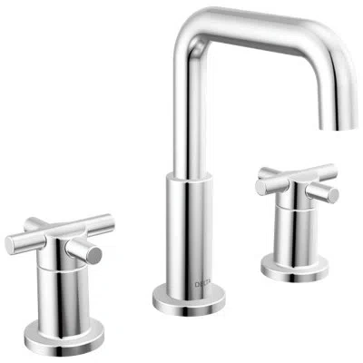 Delta Nicoli Widespread Bathroom Faucet 3 Hole, 2-handle Bathroom Sink Faucet With Drain Assembly In Chrome