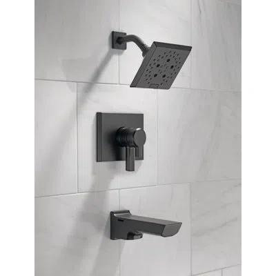 Delta Pivotal 17 Series Tub And Shower Faucet Trim With Lever Handles And H2okinetic Technology In Matte Black