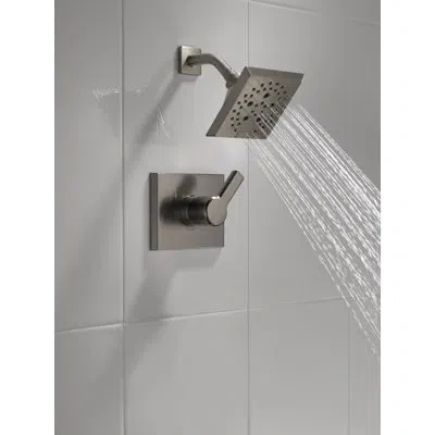 Delta Pivotal Shower Faucet With H2okinetic Technology In Lumicoat Black Stainless