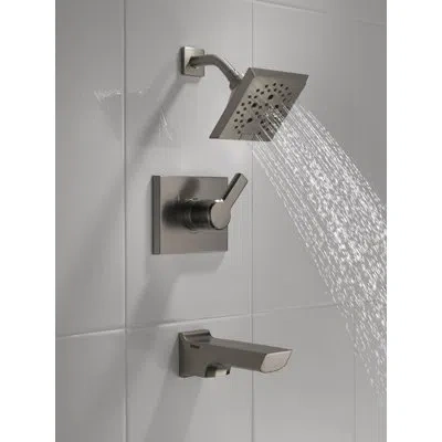 Delta Pivotal® Tub And Shower Faucet With H2okinetic® Technology In Lumicoat Black Stainless