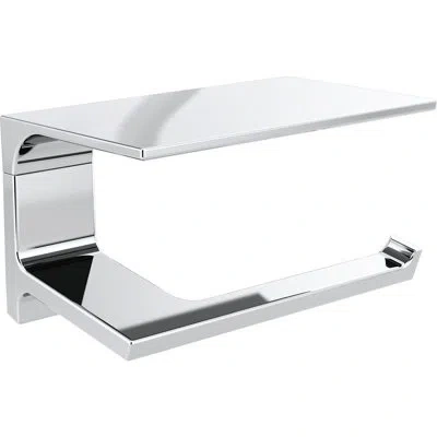 Delta Pivotal Wall Mount Single Post Toilet Paper Holder With Shelf Bath Hardware Accessory In Polished Chrome