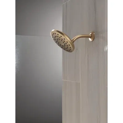 Delta Pivotpro Rain Showerhead, Single Setting 7 Inch Round Shower Head In Champagne Bronze