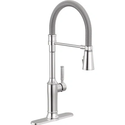 Delta Renaldi Pro Style Commercial Kitchen Faucet, Pull Down Sprayer Kitchen Sink Faucet In Lumicoat Chrome