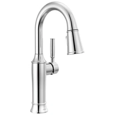 Delta Renaldi Pull Down Sprayer Bar Faucet, Single Handle Prep Sink Faucet In Lumicoat Chrome
