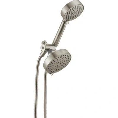 Delta Round 2-in-1 Dual Shower Head With 5-setting Handheld Spray 1.75 Gpm In Spotshield Brushed Nickel