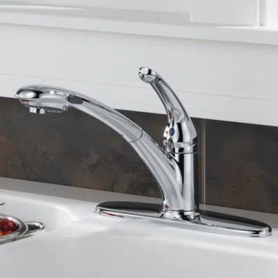 Delta Signature Pull Out Sprayer Kitchen Sink Faucet, Single Handle Kitchen Faucet In Chrome