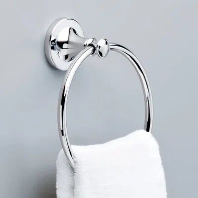 Delta Silverton Wall Mount Round Closed Towel Ring Bath Hardware Accessory In Polished Chrome