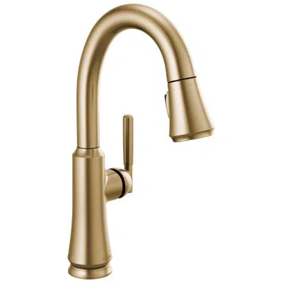Delta Single Handle Pull Down Bar/prep Faucet In Gold;champagne Bronze