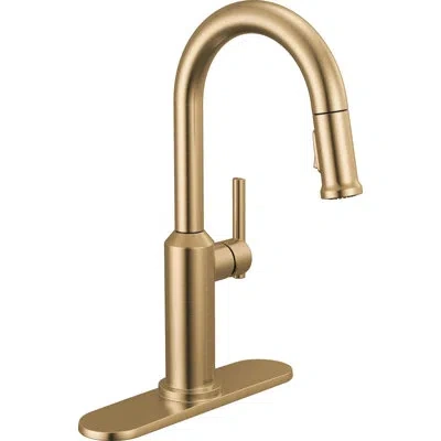 Delta Single Handle Pull-down Bar/prep Faucet In Lumicoat Champagne Bronze
