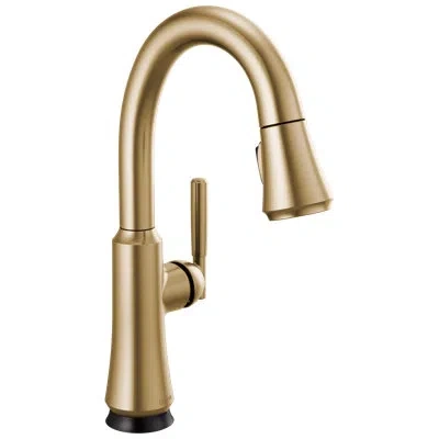 Delta Single Handle Pull-down Bar/prep Faucet With Touch2o Technology In Gold;champagne Bronze