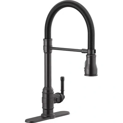 Delta Single Handle Pull-down Kitchen Faucet With Spring Spout In Matte Black