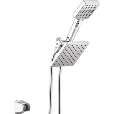 Delta Square 2-in-1 Dual Shower Head With 5-setting Handheld Spray 1.75 Gpm In Chrome