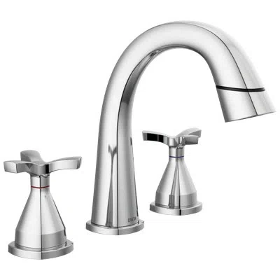 Delta Stryke 3-hole Widespread Pull Out Sprayer Bathroom Faucet, 2-handle Bathroom Sink Faucet In Lumicoat Chrome