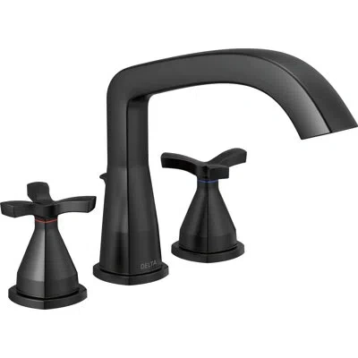 Delta Stryke Double Handle Deck Mounted Roman Tub Faucet Trim In Matte Black