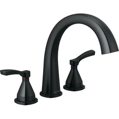Delta Stryke Double Handle Deck Mounted Roman Tub Faucet Trim In Matte Black