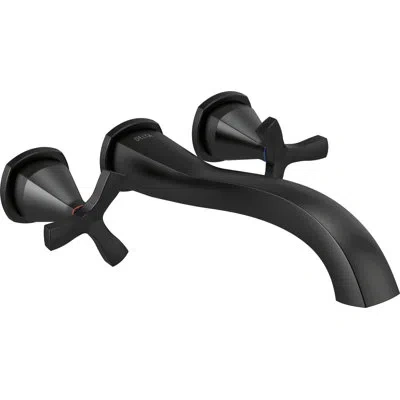 Delta Stryke Double Handle Wall Mounted Tub Spout Trim In Matte Black