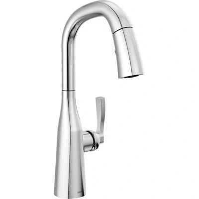 Delta Stryke Pull Down Bar Faucet With Diamond Seal Technology And With Accessories In Chrome