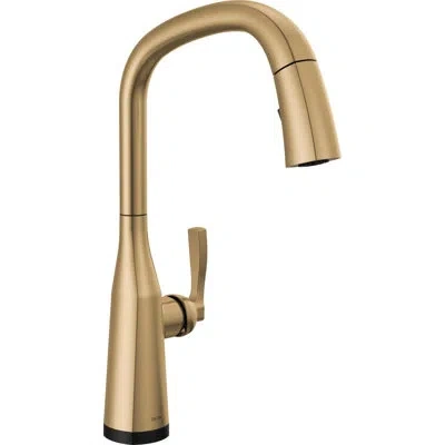 Delta Stryke Pull Down Touchless Single Handle Kitchen Faucet With  Voiceiq Technology And With Acces In Champagne Bronze