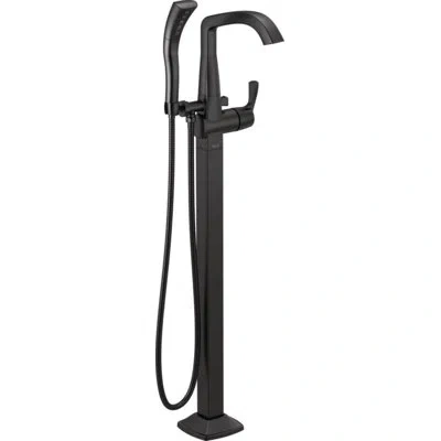 Delta Stryke Single Handle Floor Mounted Freestanding Tub Filler Trim In Matte Black