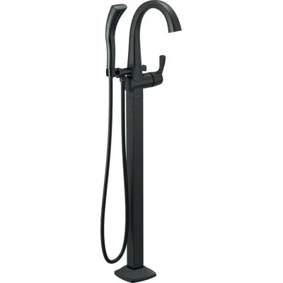Delta Stryke Single Handle Floor Mounted Freestanding Tub Filler Trim In Matte Black