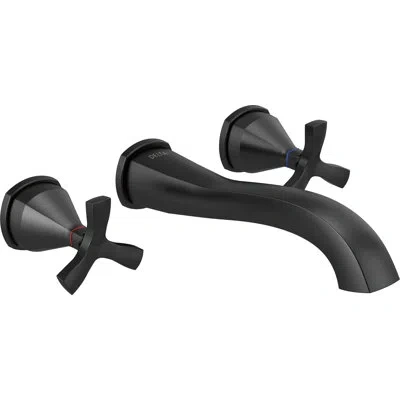 Delta Stryke Wall Mounted Bathroom Faucet Trim In Matte Black
