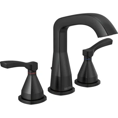 Delta Stryke Widespread Bathroom Faucet 3 Hole, 2-handle Bathroom Sink Faucet With Drain Assembly In Matte Black