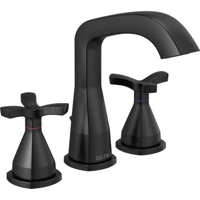 Delta Stryke Widespread Bathroom Faucet With Drain Assembly In Matte Black