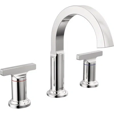 Delta Tetra 3-hole Widespread Bathroom Faucet, 2-handle Bathroom Sink Faucet With Drain Assembly In Chrome