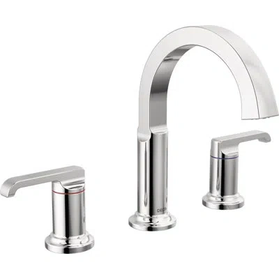 Delta Tetra 3-hole Widespread Bathroom Faucet, 2-handle Bathroom Sink Faucet With Drain Assembly In Chrome