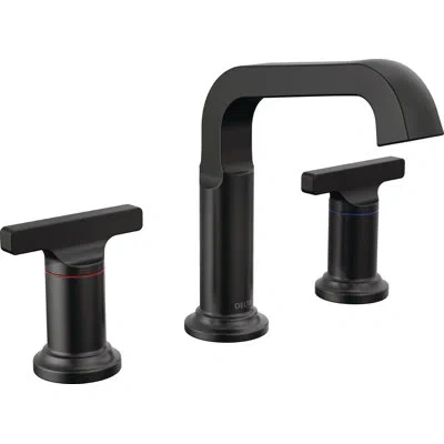 Delta Tetra 3-hole Widespread Bathroom Faucet, 2-handle Bathroom Sink Faucet With Drain Assembly In Black