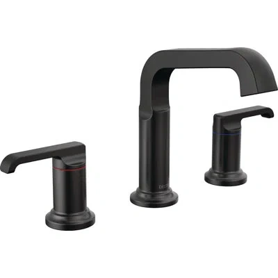 Delta Tetra 3-hole Widespread Bathroom Faucet, 2-handle Bathroom Sink Faucet With Drain Assembly In Matte Black